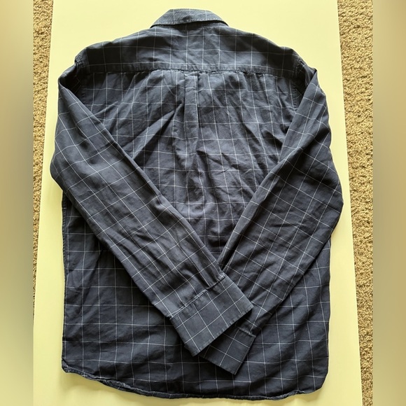 FiveFour Navy Checkerboard Button Down 100% Cotton Long Sleeve Size Large - Picture 4 of 4